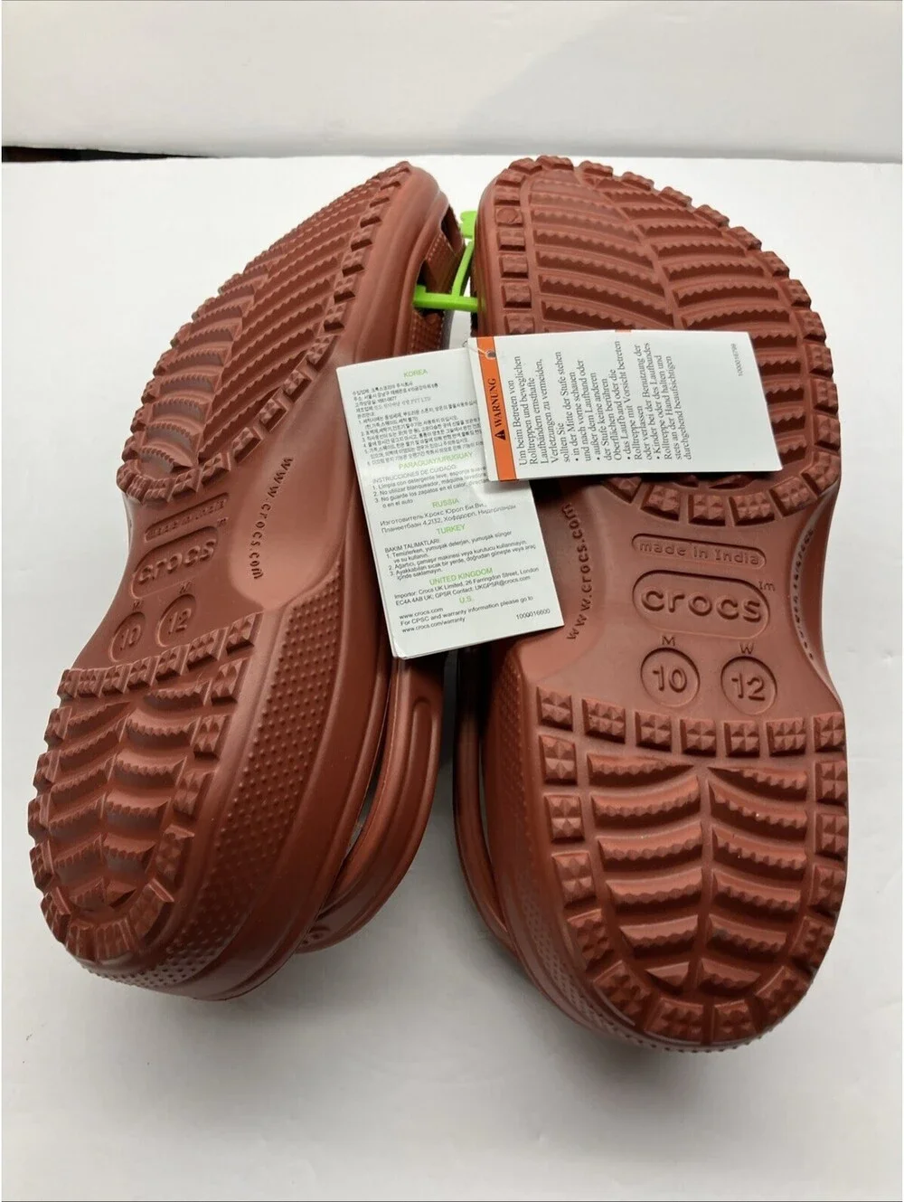 Crocs Mens Size 10 Women’s 12 Classic Clogs Rust Brown 10001-862 NEW